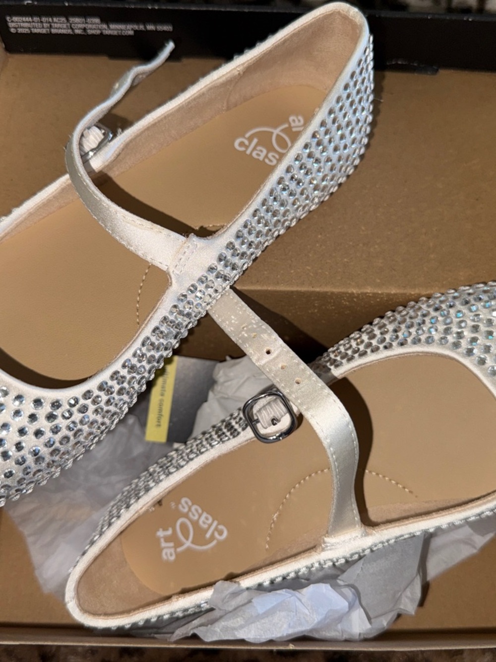 NWT art class Silver Rhinestone Mary Jane Flats